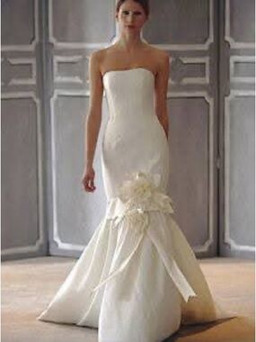 Carolina Herrera Strapless Ivory Mermaid Gown with Removable Skirt / Train